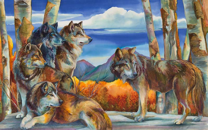 wolf-wolves-animal-wildlife-wild-yellowstone-pack-silk-painting-giclee-print-contemporary-western-art-montana