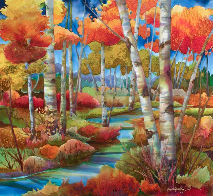 giclee-forest-tree-bright-autumn-fall-aspen-red-yellow-stream