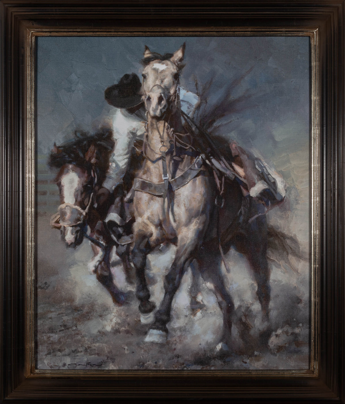 Chasing down the Bronc - Mounted Print
