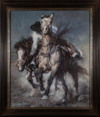 Chasing down the Bronc - Mounted Print