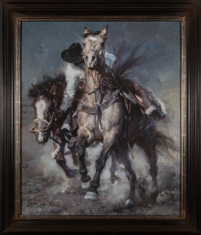 Chasing down the Bronc - Mounted Print
