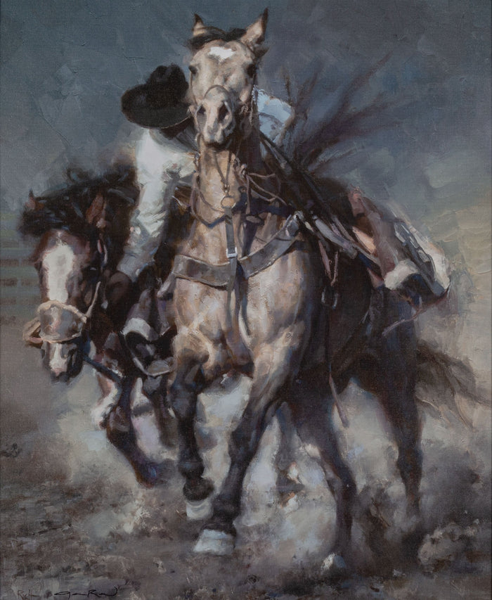 Chasing down the Bronc - Mounted Print